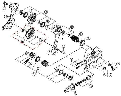 Shimano Führungsrolle XT Ab´99 9-fach Y-5TP98080 3 Shimano Führungsrolle XT Ab´99 9-fach Y-5TP98080