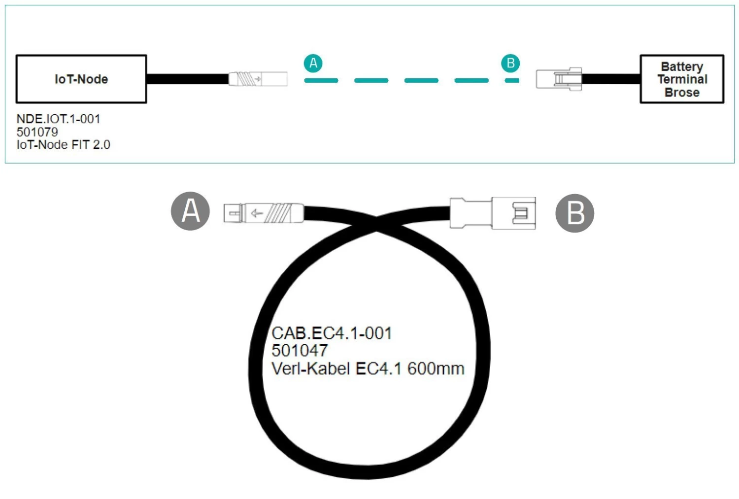 Biketec Verlängerungskabel Für Nodes FIT 2.0 EC4.1 600mm Für Räder Ohne Zus. Optionale Komponente