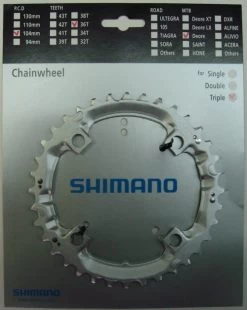 Shimano Deore 2000 4-Arm 36 Zähne T-Type IG Silber Stahl (längere Lebensdauer) Y-1DS98200