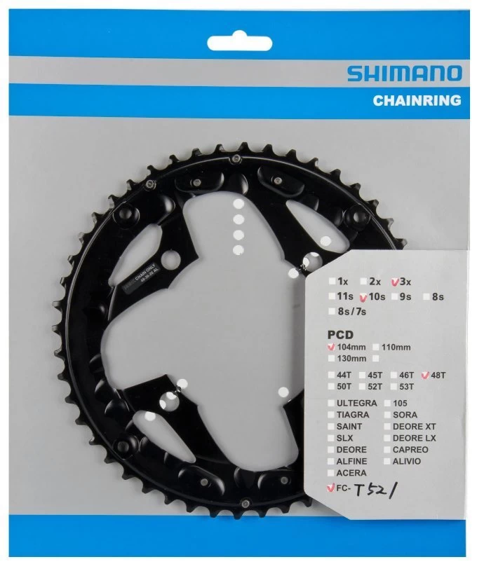 Shimano T-521 Ab 2011 4-Arm 10-fach 48 Zähne AL-Type Alu Schwarz Für Ketttenschutzring Y-1NL98060 3 Shimano T-521 Ab 2011 4-Arm 10-fach 48 Zähne AL-Type Alu Schwarz Für Ketttenschutzring Y-1NL98060